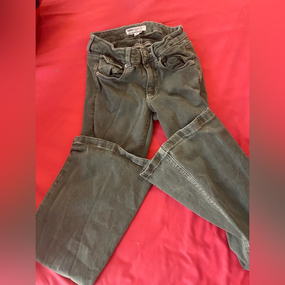 GARAGE lowrise green bootcut denim jeans, SIZE 0